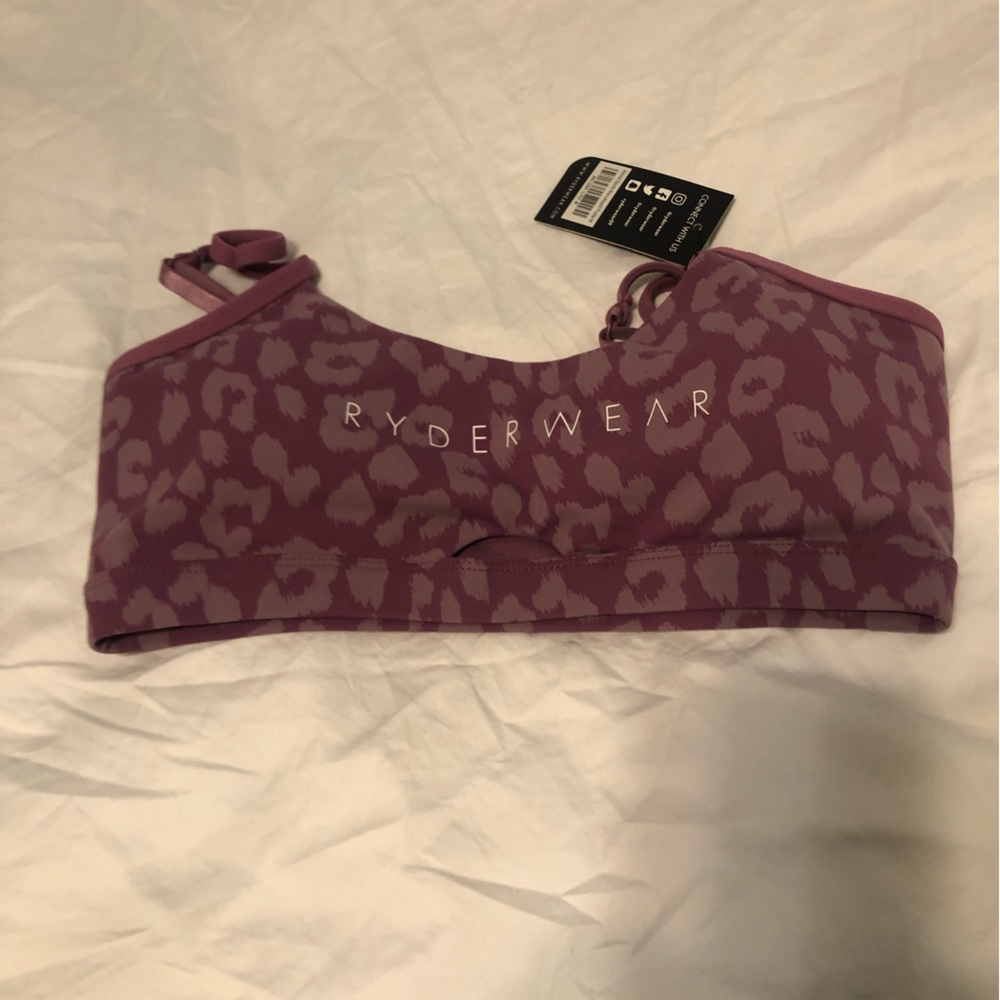 NWT Ryderwear Animal Print Purple Leopard sports bra Sz M